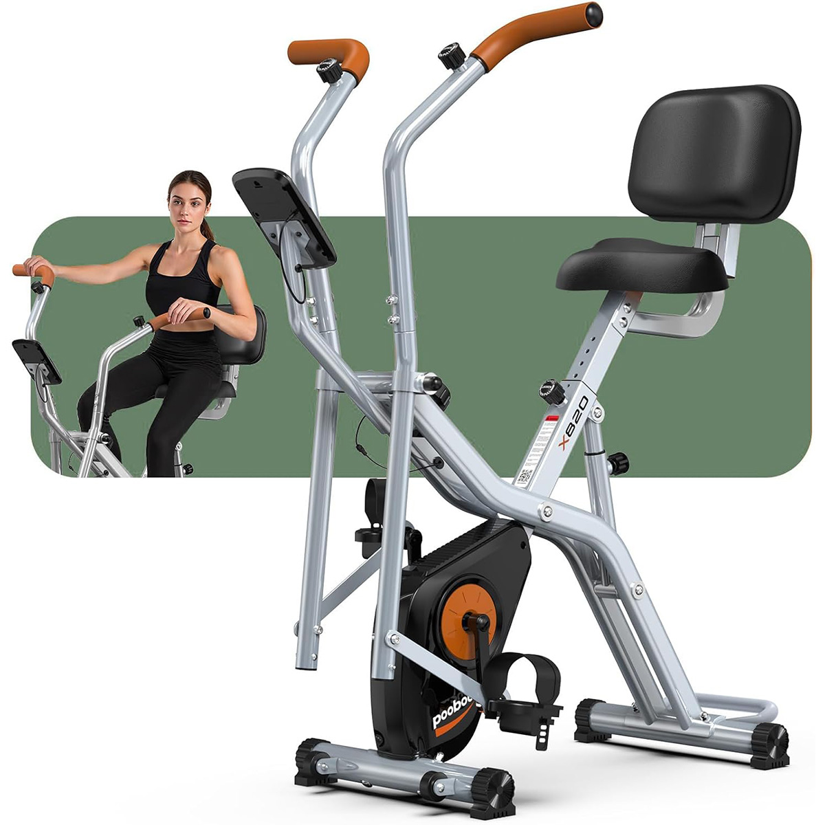 Pooboo Foldable 2-in-1 Exercis - đánh giá và giá Exercise Bike Magnetic Resistance